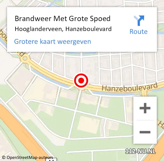 Locatie op kaart van de 112 melding: Brandweer Met Grote Spoed Naar Hooglanderveen, Hanzeboulevard op 20 augustus 2020 10:22