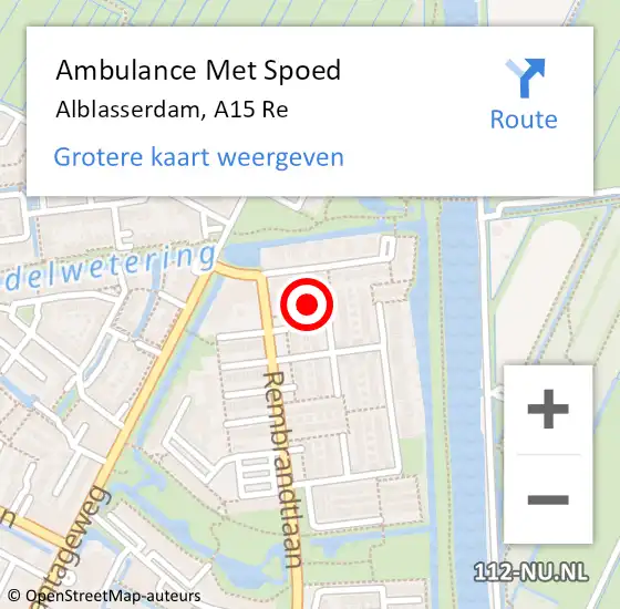 Locatie op kaart van de 112 melding: Ambulance Met Spoed Naar Alblasserdam, A15 Re op 20 augustus 2020 11:52