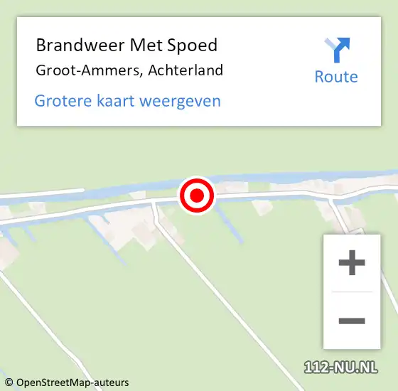 Locatie op kaart van de 112 melding: Brandweer Met Spoed Naar Groot-Ammers, Achterland op 20 augustus 2020 21:05