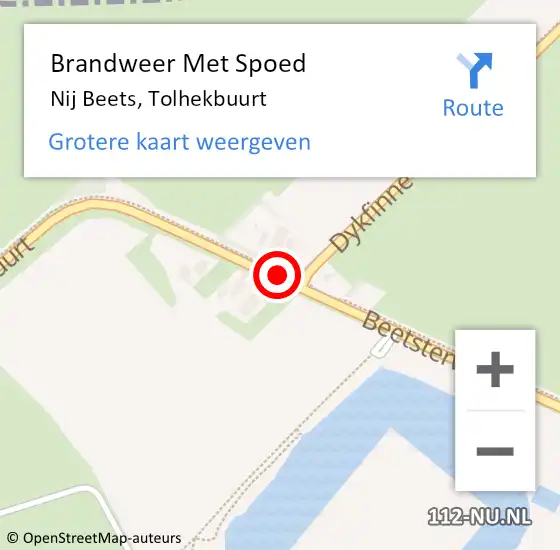 Locatie op kaart van de 112 melding: Brandweer Met Spoed Naar Nij Beets, Tolhekbuurt op 21 augustus 2020 00:06