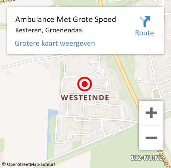 Locatie op kaart van de 112 melding: Ambulance Met Grote Spoed Naar Kesteren, Groenendaal op 21 augustus 2020 00:49