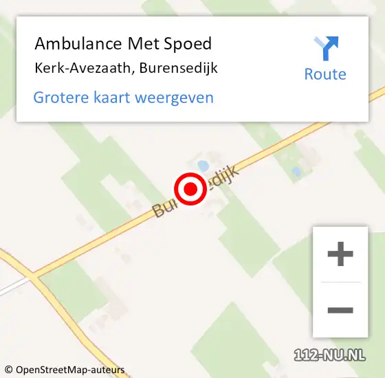 Locatie op kaart van de 112 melding: Ambulance Met Spoed Naar Kerk-Avezaath, Burensedijk op 21 augustus 2020 11:32