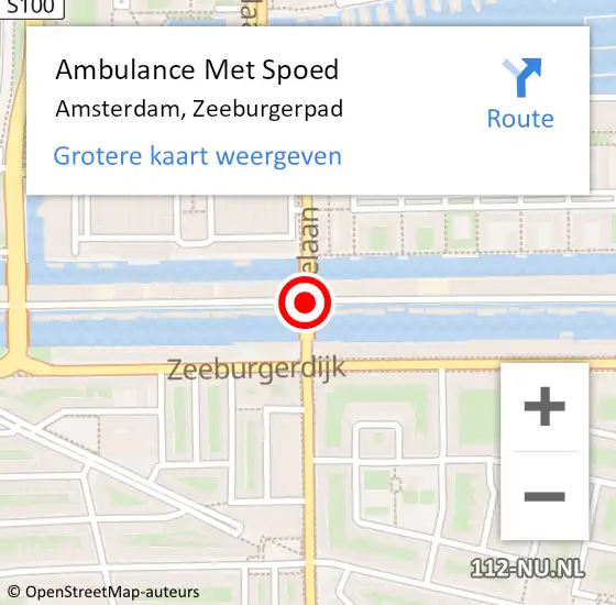 Locatie op kaart van de 112 melding: Ambulance Met Spoed Naar Amsterdam, Zeeburgerpad op 21 augustus 2020 14:40