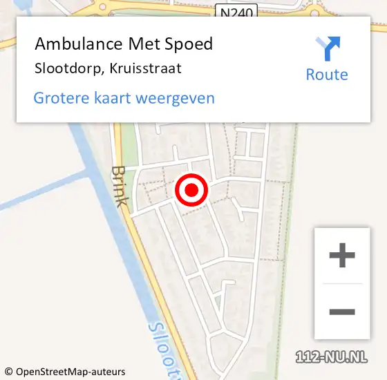 Locatie op kaart van de 112 melding: Ambulance Met Spoed Naar Slootdorp, Kruisstraat op 22 augustus 2020 00:13