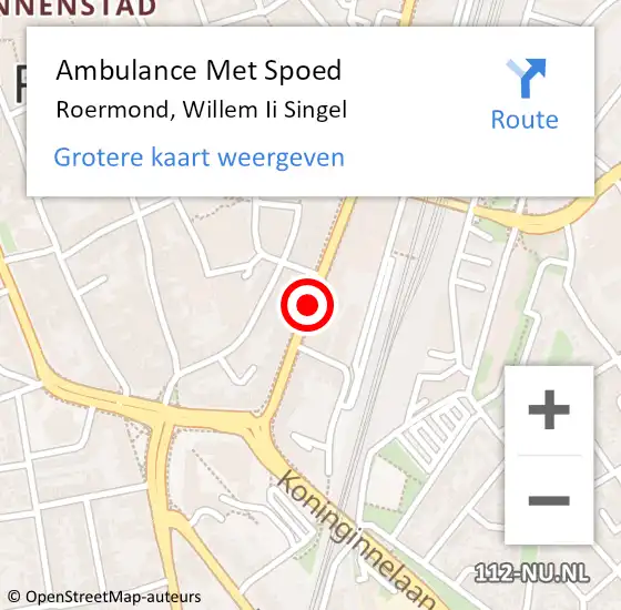 Locatie op kaart van de 112 melding: Ambulance Met Spoed Naar Roermond, Willem Ii Singel op 22 augustus 2020 12:26
