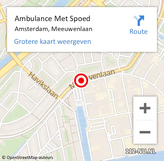 Locatie op kaart van de 112 melding: Ambulance Met Spoed Naar Amsterdam, Meeuwenlaan op 22 augustus 2020 16:24