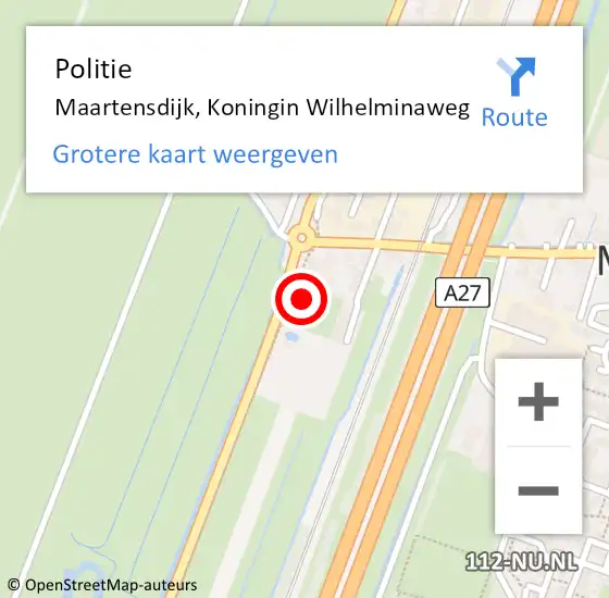 Locatie op kaart van de 112 melding: Politie Maartensdijk, Koningin Wilhelminaweg op 22 augustus 2020 18:28