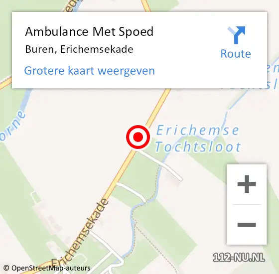 Locatie op kaart van de 112 melding: Ambulance Met Spoed Naar Buren, Erichemsekade op 22 augustus 2020 22:30