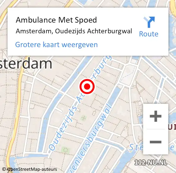 Locatie op kaart van de 112 melding: Ambulance Met Spoed Naar Amsterdam, Oudezijds Achterburgwal op 23 augustus 2020 02:52