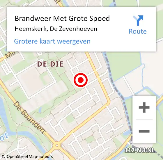 Locatie op kaart van de 112 melding: Brandweer Met Grote Spoed Naar Heemskerk, De Zevenhoeven op 23 augustus 2020 08:09