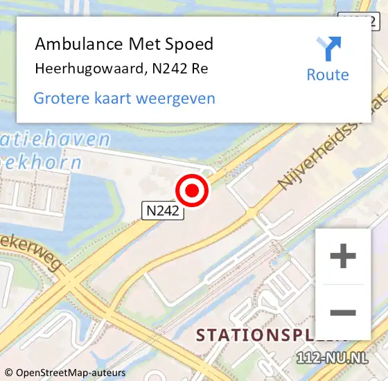 Locatie op kaart van de 112 melding: Ambulance Met Spoed Naar Heerhugowaard, N242 Re hectometerpaal: 43,0 op 23 augustus 2020 15:29