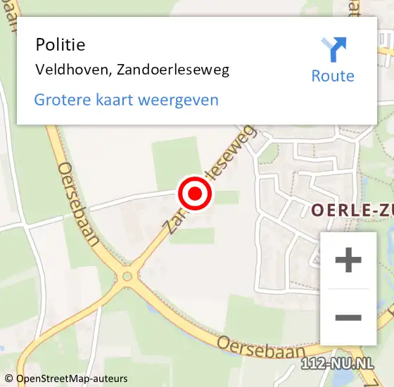 Locatie op kaart van de 112 melding: Politie Veldhoven, Zandoerleseweg op 23 augustus 2020 18:47