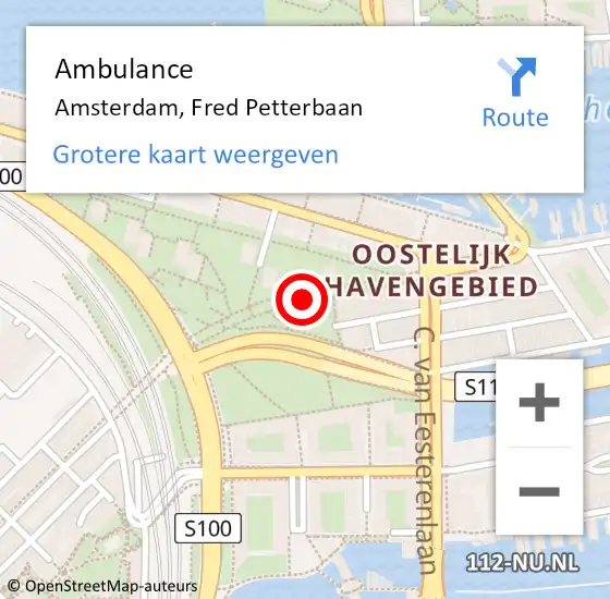 Locatie op kaart van de 112 melding: Ambulance Amsterdam, Fred Petterbaan op 23 augustus 2020 19:30