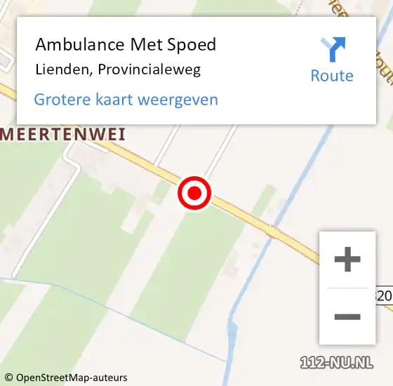 Locatie op kaart van de 112 melding: Ambulance Met Spoed Naar Lienden, Provincialeweg op 24 augustus 2020 10:00