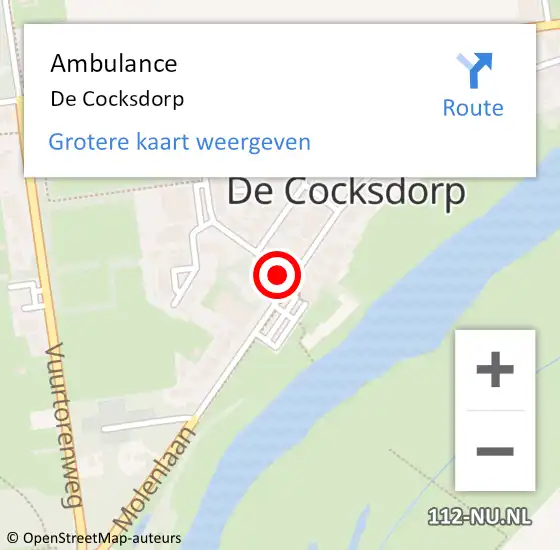 Locatie op kaart van de 112 melding: Ambulance De Cocksdorp op 24 augustus 2020 11:12