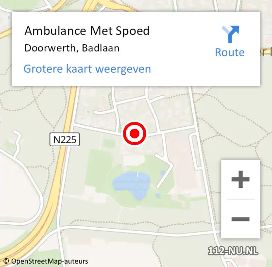 Locatie op kaart van de 112 melding: Ambulance Met Spoed Naar Doorwerth, Badlaan op 25 augustus 2020 08:24