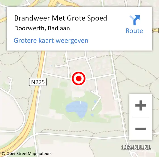 Locatie op kaart van de 112 melding: Brandweer Met Grote Spoed Naar Doorwerth, Badlaan op 25 augustus 2020 08:37