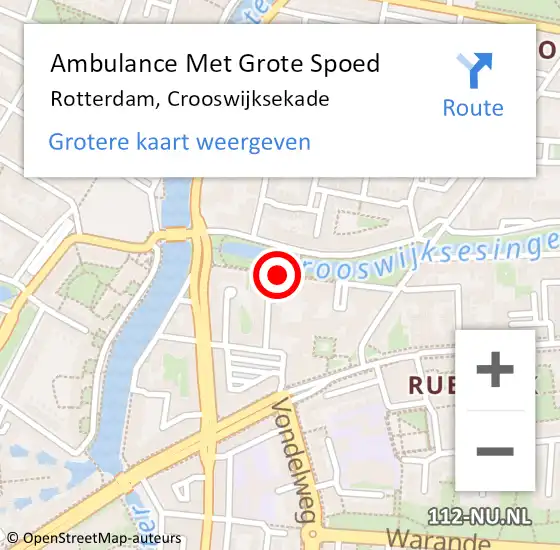 Locatie op kaart van de 112 melding: Ambulance Met Grote Spoed Naar Rotterdam, Crooswijksekade op 25 augustus 2020 11:19
