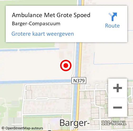Locatie op kaart van de 112 melding: Ambulance Met Grote Spoed Naar Barger-Compascuum op 25 augustus 2020 11:54