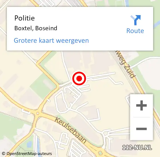 Locatie op kaart van de 112 melding: Politie Boxtel, Boseind op 25 augustus 2020 14:24