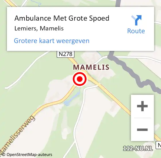 Locatie op kaart van de 112 melding: Ambulance Met Grote Spoed Naar Lemiers, Mamelis op 25 augustus 2020 16:09
