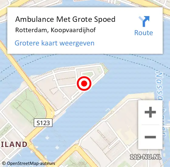 Locatie op kaart van de 112 melding: Ambulance Met Grote Spoed Naar Rotterdam, Koopvaardijhof op 25 augustus 2020 18:17