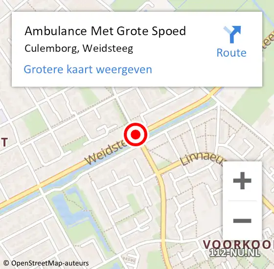 Locatie op kaart van de 112 melding: Ambulance Met Grote Spoed Naar Culemborg, Weidsteeg op 25 augustus 2020 20:07