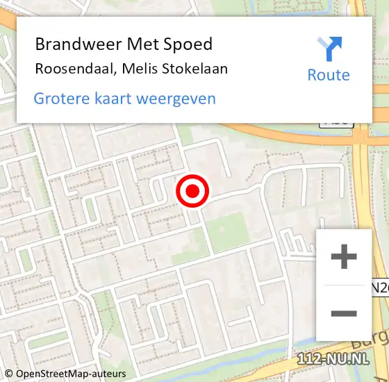 Locatie op kaart van de 112 melding: Brandweer Met Spoed Naar Roosendaal, Melis Stokelaan op 25 augustus 2020 20:14