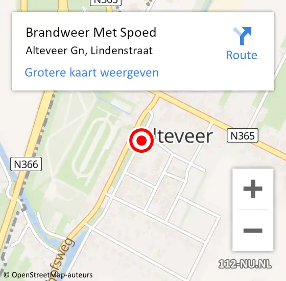 Locatie op kaart van de 112 melding: Brandweer Met Spoed Naar Alteveer Gn, Lindenstraat op 16 mei 2014 23:00