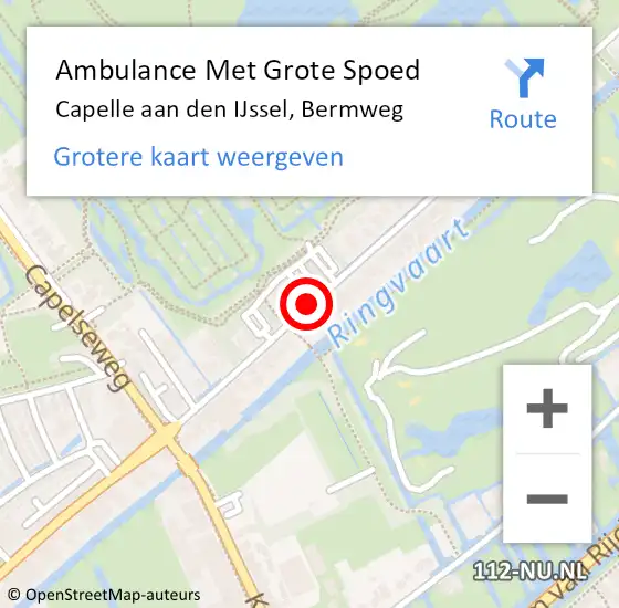 Locatie op kaart van de 112 melding: Ambulance Met Grote Spoed Naar Capelle aan den IJssel, Bermweg op 26 augustus 2020 07:04
