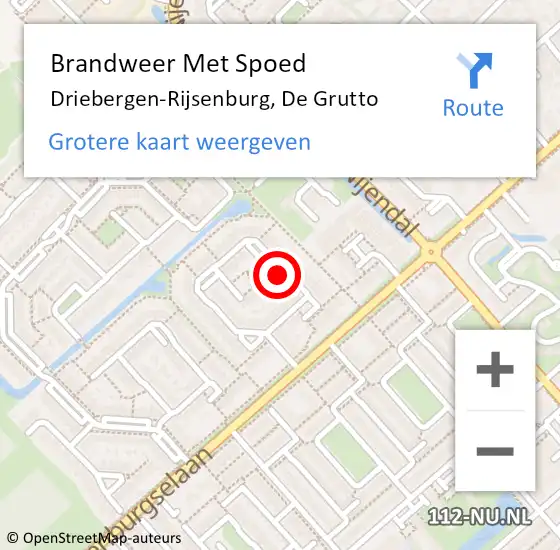 Locatie op kaart van de 112 melding: Brandweer Met Spoed Naar Driebergen-Rijsenburg, De Grutto op 26 augustus 2020 13:10