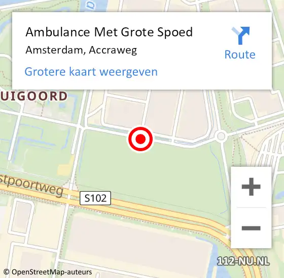 Locatie op kaart van de 112 melding: Ambulance Met Grote Spoed Naar Amsterdam, Accraweg op 26 augustus 2020 18:56