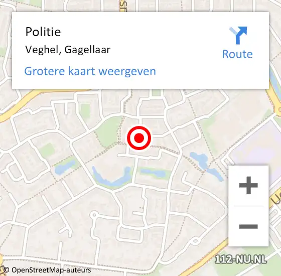 Locatie op kaart van de 112 melding: Politie Veghel, Gagellaar op 27 augustus 2020 08:23