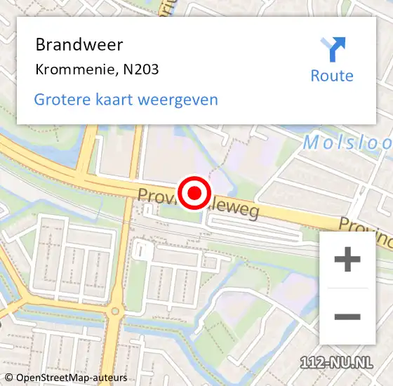 Locatie op kaart van de 112 melding: Brandweer Krommenie, N203 op 27 augustus 2020 08:46