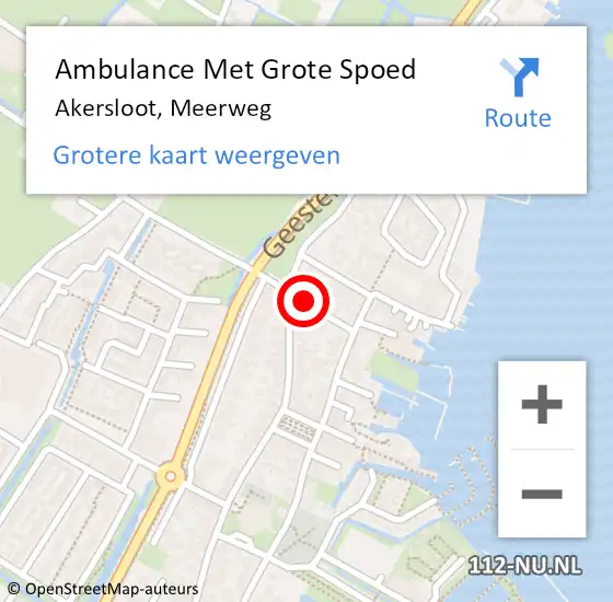 Locatie op kaart van de 112 melding: Ambulance Met Grote Spoed Naar Akersloot, Meerweg op 27 augustus 2020 10:16