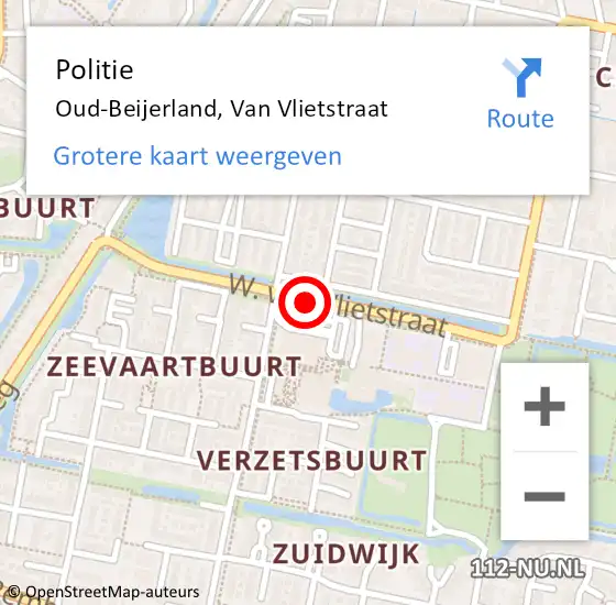 Locatie op kaart van de 112 melding: Politie Oud-Beijerland, Van Vlietstraat op 27 augustus 2020 15:38