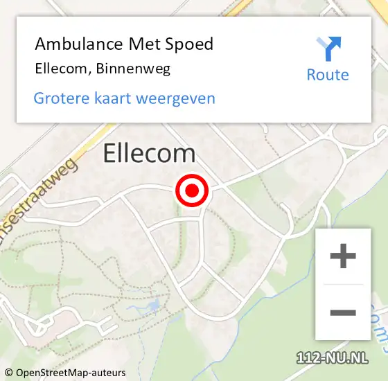 Locatie op kaart van de 112 melding: Ambulance Met Spoed Naar Ellecom, Binnenweg op 28 augustus 2020 00:49