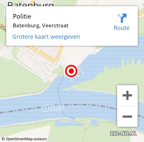 Locatie op kaart van de 112 melding: Politie Batenburg, Veerstraat op 28 augustus 2020 09:23