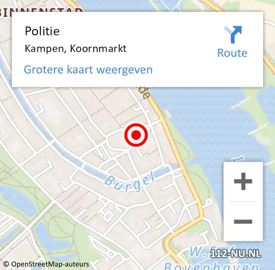 Locatie op kaart van de 112 melding: Politie Kampen, Koornmarkt op 28 augustus 2020 15:04