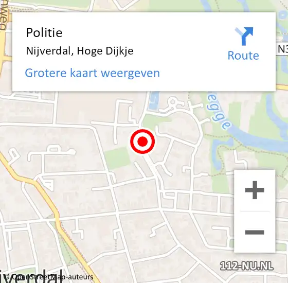 Locatie op kaart van de 112 melding: Politie Nijverdal, Hoge Dijkje op 28 augustus 2020 15:41