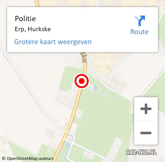 Locatie op kaart van de 112 melding: Politie Erp, Hurkske op 28 augustus 2020 19:51