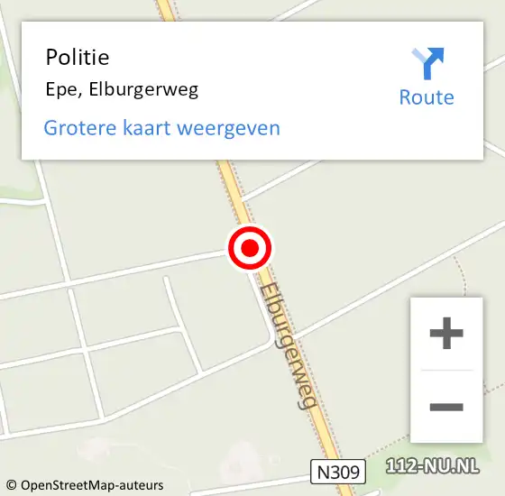 Locatie op kaart van de 112 melding: Politie Epe, Elburgerweg op 28 augustus 2020 21:28
