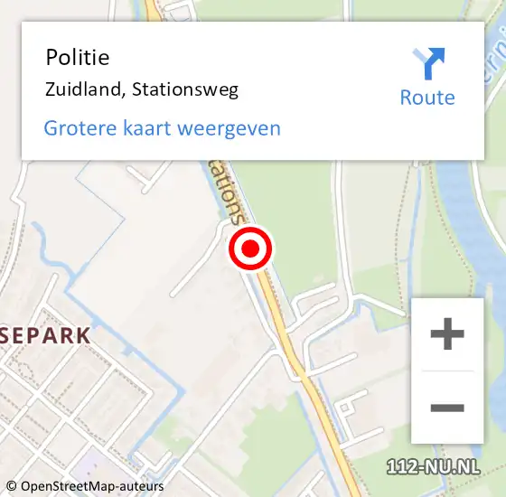 Locatie op kaart van de 112 melding: Politie Zuidland, Stationsweg op 29 augustus 2020 09:02