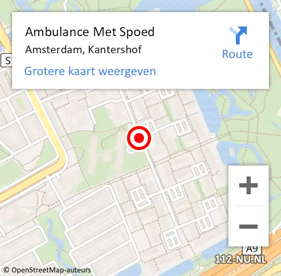 Locatie op kaart van de 112 melding: Ambulance Met Spoed Naar Amsterdam, Kantershof op 30 augustus 2020 03:14