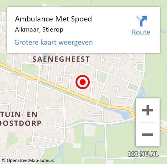 Locatie op kaart van de 112 melding: Ambulance Met Spoed Naar Alkmaar, Stierop op 17 mei 2014 13:51