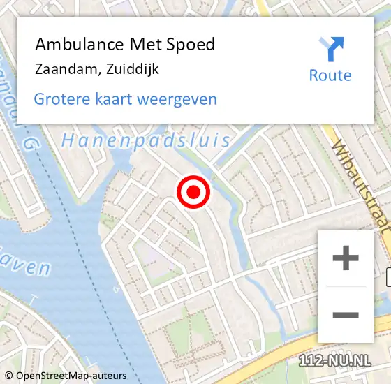 Locatie op kaart van de 112 melding: Ambulance Met Spoed Naar Zaandam, Zuiddijk op 31 augustus 2020 08:33