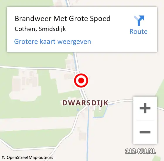 Locatie op kaart van de 112 melding: Brandweer Met Grote Spoed Naar Cothen, Smidsdijk op 17 mei 2014 14:05