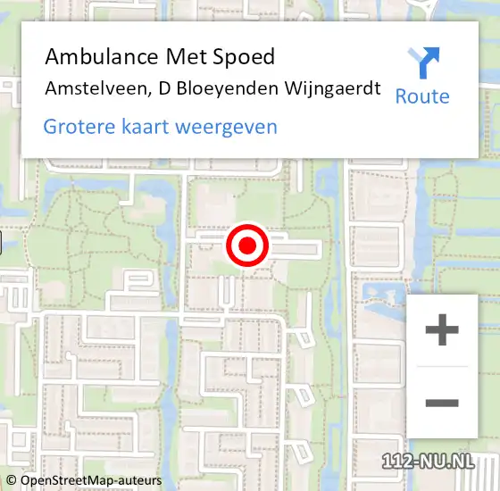 Locatie op kaart van de 112 melding: Ambulance Met Spoed Naar Amstelveen, D Bloeyenden Wijngaerdt op 31 augustus 2020 09:50