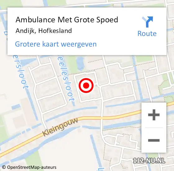 Locatie op kaart van de 112 melding: Ambulance Met Grote Spoed Naar Andijk, Hofkesland op 31 augustus 2020 12:54