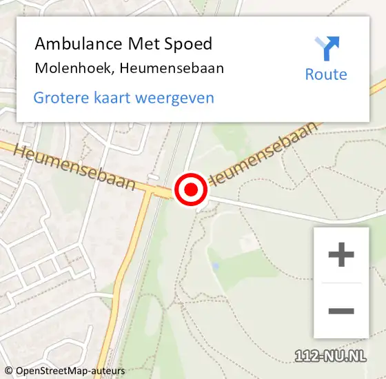 Locatie op kaart van de 112 melding: Ambulance Met Spoed Naar Molenhoek, Heumensebaan op 31 augustus 2020 14:39